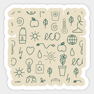 Pattern with eco elements. Line art Sticker